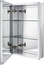 Fundin Aluminum Bathroom Mirror Cabinet Recess Mount Only, with Framless Double Sided Mirror Door, 15 Inch x 24 Inch