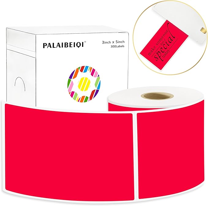 3x5 Inch Thermal Label Stickers,300Pcs Waterproof Rectangle Labels for Storage Bins,Moving Boxes,Address & Inventory Organization,Small Business Labeling,Red