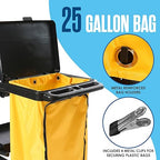 Houseables Cleaning Cart, Janitorial Cart, Cleaning Caddy with Wheels, for Housekeeping, Janitor, Custodian, House Keeping, Maintenance, Rolling Supply Organizer, Custodial, Maid, Commercial, 440 LB