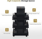 BarberPub Multi-Functional Kitchen Trolley with Lockable Wheels, 3-Tier Tool Storage Organizer, Mobile Cart for Kitchen, Craft Room, Living Room, Office 2038 (Black)
