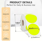 2 inch Dot Stickers Labels Circle Garage Sale Sticker 750Pcs Round Thermal Printer Stickers Printable Writable Price Labels for Yard Sale, Fluorescent Yellow