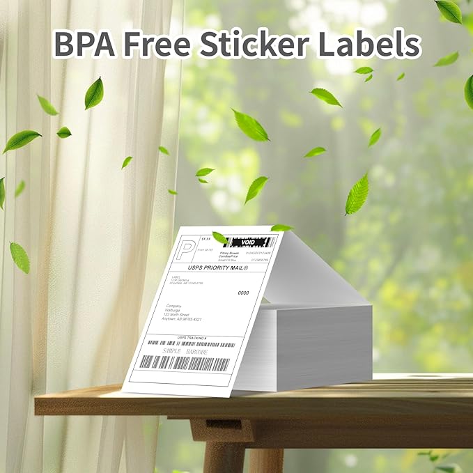 2 Stack Fanfold Direct Thermal Labels 4 x 6 Inches, Shipping Address Label with Perforations for Thermal Printer, Strong Adhesive & Smoothly Printing (2000 Sheets)