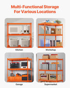 VEVOR Storage Shelves, 2400 lbs, 4 Tier Heavy Duty Garage Shelving, 20" D x 40" W x 60" H Adjustable Metal Shelves for Industrial Shelving Unit Utility Shelf, for Kitchen, Warehouse, Basement, Orange