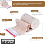 Premium Elastic Bandage Wrap (3” Wide, 6 Pack) - Nexskin Latex Free Athletic/Medical Compression Bandages Hook & Loop Fasteners at Both Ends - Lifetime Washable & Reusable Bandages
