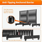 16 FT Industrial Metal Expandable Barricade，Retractable Traffic Fence with Casters, Folding Security Gate，Portable Barricade Gate for Construction Area, Traffic Control, Cordon(Black）