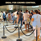 6 Pack Velvet Rope, 5 Feet Black Velvet Stanchion Rope with Gold Polished Hooks, Crowd Control Queue Line Barrier Rope Hanging Ropes for Hotels, Movie Theaters, Grand Openings, Carpet Event