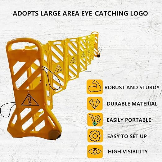 13 Foot Portable Driveway Fence Safety Barriers Barricade Expandable Mobile Folding System for Construction Traffic Control Driveway Gate Outdoor