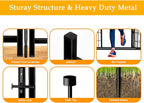 56in(H) Garden Fence, 10 Panels Total 22.1 Ft(L), Garden Fence with Low Threshold Gate, Anti Dig Fence Barrier, Fencing for Garden Beds, Black Metal Decorative Garden Fencing
