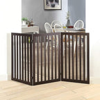 unipaws 36" H Free Standing Pet Gate for Dog Cat, Tall Wooden Dog Gates for Doorway, Stairs, Foldable Pet Fence for The House, Expandable Dog Barrier, Indoor Use, Espresso