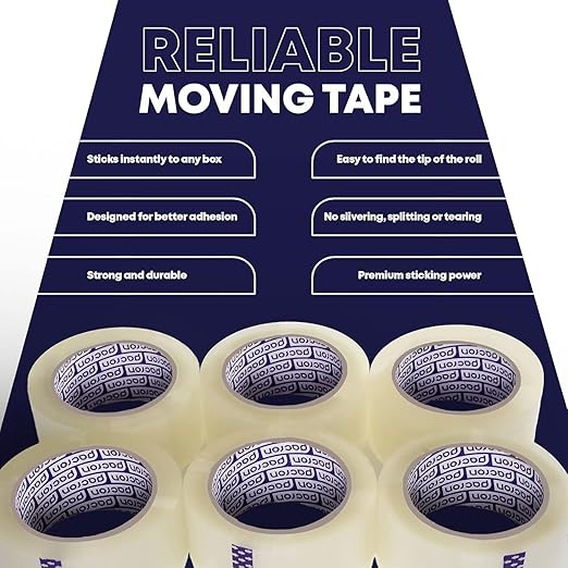 Clear Packing Tape - 18 Heavy-Duty Wrapping Tape - 55-Yard Length, 990 Total Yards 1.88-Inch Wide Strong Adhesive Rolls for Moving Boxes, Office Packaging, Storage Organization & Warehouse Shipping