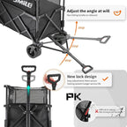 EchoSmile Collapsible Folding Wagon Cart with Mesh Fabric - 480lbs Capacity 2-in-1 Heavy Duty Utility Wagon for Camping, Beach, Grocery &Shopping