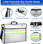 6500°F Large Fireproof Document Organizer with Lock,Upgraded 10 Layers Heat Insulated＆Waterproof Zipper,Removable Folder Layers/Wallet,Portable Home Travel for Documents(16.5x12.4x5.5 inches)