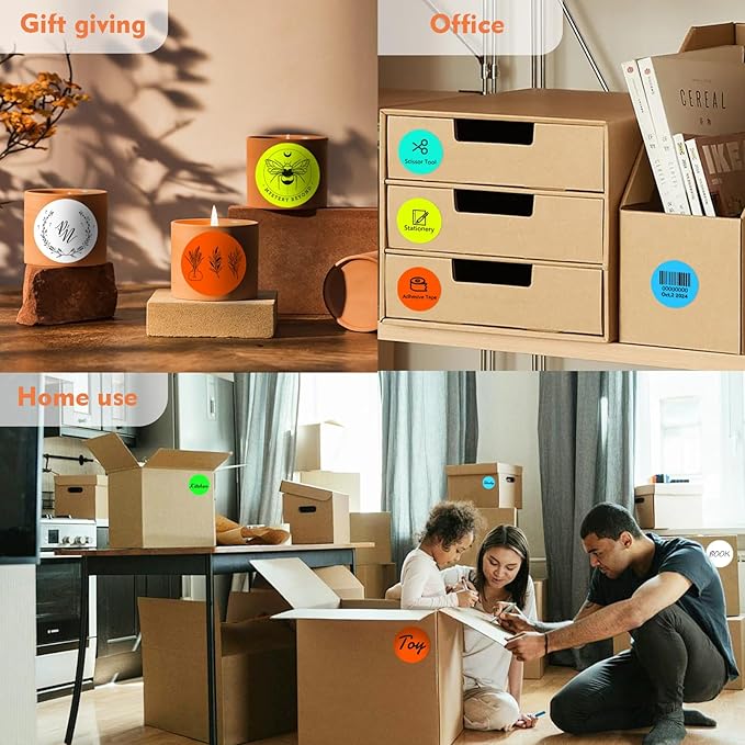 3 x 3Inch Round Color Coding Labels Circle Thermal Labels Printable Waterproof 500Pcs Round Stickers Adhesive Writable For Office,Home,Garage,DIY Sticker,Barcodes,Name Tag,Fluorescent Orange