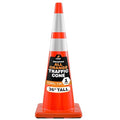 Xpose Safety 36 Inch Orange Traffic Cones Heavy Duty 12lb with 6" & 4" Collars, 1 Pack - Multipurpose PVC Plastic Safety Cone for Parking, Soccer, Caution, Kids and Construction - DOT Approved