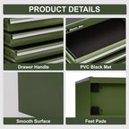 P.I.T. Mini Army Green Tool Box, Portable 5-Drawer Micro Roll Cab Steel Tool Box with Liner, Army Green Small Tool Case for Tools Storage, Home DIY