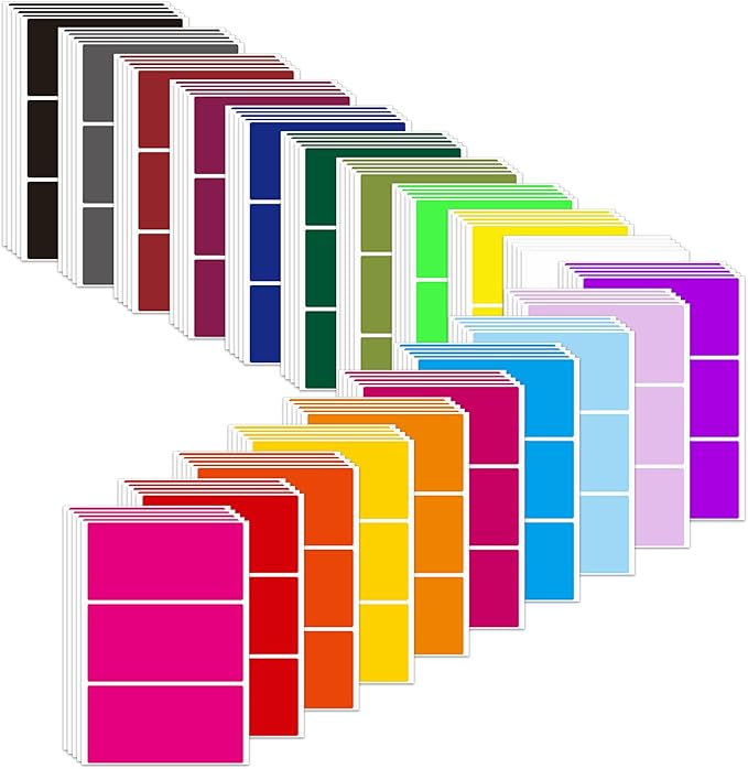 Marspark 300 Pieces Colored Labels Stickers 2" x 4" Large Color Coded Labels Stickers Moving Packing Label for Boxes in 20 Assorted Colors Name Tags for Boxes Storage Bins