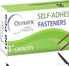 OLYMPX 100 Pcs of 1” Capacity Premium Self Adhesive Prong Paper Fastener Bases, 2.75 Inch Center for Paper File Clip Folder Accessories, 100 per Box