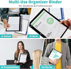 Binditek 48 Pack Clear Front Report Covers with 3 Prongs, 100-Sheet Capacity, Plastic Report Folder, with 3 Metal Fasteners, 2 Colors, Black and Navy, for Letter Size, Office Supplies