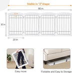 LZRS 4-Panel Freestanding Wooden Dog Gate—Extra Wide 30” Tall Foldable Pet Barrier with Support Feet, Solid Hardwood & Steel Wire Chew-Resistant Safety Gate for Doorways, Hallways, and Stairs, White