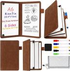 6 Sides Whiteboard Notebook Portable Whiteboard Dry Erase Notebook Portable Dry Erase Board Double Sided Folding Whiteboards White Board for Office Study Meeting(Brown,A6: 4.5"×6”)