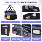 Large Rolling Cleaning Caddy Bag with Detachable Trolley, Waterproof Cleaning Caddy on Wheels for Housekeepers, Cleaning Cart Supplies Organizer for Home,Car,Office,Picnic (Denim Blue)(InPatent)