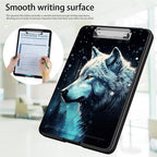 Clipboard with Storage,Office Supplies Nursing Clipboards Folder with Pen Holder Plastic Foldable Clip Board with Storage for Nurse Teacher,Misty Forest Wolf