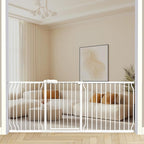 Heavy Duty Baby & Dog Safety Gate - Extra Wide 76.4-81.1 Inch, White Metal, Tension Mounted No Drilling Pet Gate for Stairs & Doorways, 30 Inch Tall