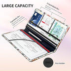 Premium Car Registration and Insurance Card Holder, Cute PU Leather Car Document Holder, Vehicle Glove Box Car Organizer with Magnetic Closure for Driver License, Cards Boho Flowers