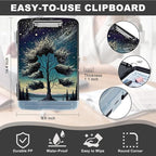 Clipboard with Storage,Heavy Duty Plastic Storage Clipboard with Low Profile Clip,Teacher Must Haves,Office Supplies,Sky Forest Tree