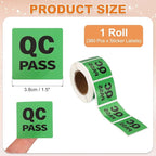 PATIKIL 360 Pcs 1 Roll QC Pass Labels, 1.5 Inch Square Inventory Control Adhesive Round Labels Food Service Quality Control Stickers for Warehouse Management Inspection, Green
