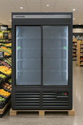 Commercial Beverage Refrigerator Display Fridge,Two SLIDING Glass Door Drink Cooler with LED Light Adjustable Shelves,ETL Sanitation,43 Cu Ft,47" Wide,Wheels Included