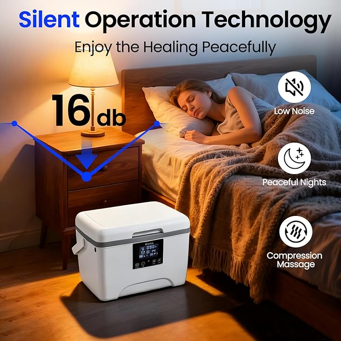 Cold Therapy Machine with Programmable Timer,Portable Ice Machine for Knee After Surgery,Knee Replacement Recovery System,Cryotherapy Pain Relief w/Compression Pad