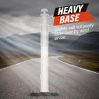 RoadHero 45 Inch Delineator Post with Rubber Base, Heavy Duty White Traffic Delineator Posts Cones with Reflective Collars for Parking Lots, Road Safety, Construction Events 3 Pack