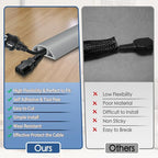 Floor Cord Cover for Wires on Floor Self Adhesive Cord Hider Floor Cable Management Wire Covers for Cords Protector Prevent Cable Trips Cord Cavity W 0.51" x H 0.31", Gray, 20Ft