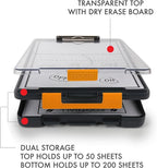 Dexas Clearview Clipcase Dry Erase clipboard, 13.75 x 9.5 Inch, Orange. See papers clearly outdoors, stay organized and dry. Ideal for coaching, teaching, homeschooling, art, trades, and medical pros.