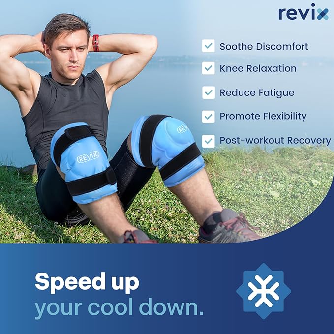 REVIX 20" Extra Large Ice Pack for Knee, Back, Shoulder, Reusable Gel ice Packs to Reduce Discomfort, XXXL Ice Knee Wrap with Cold Compression for Ease Fatigue and Promote Flexibility, Set of Two