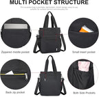 NOL Insulated Lunch Bag for Women, Large Spacious Lunch Tote Bag With Removable Adjustable Shoulder Strap with Multi Pockets,Leakproof Cooler Bag,Lightweight Nylon Waterproof Lunch Box For Work,Black