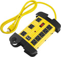 Heavy Duty Power Strip with USB, Workshop 8 Outlet Surge Protector 2700 Joules, Industrial Metal 15Amp Power Strip, 25 FT Extension Cord and Wide Spaced. Yellow