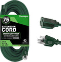 Weatherproof Outdoor Extension Cord 75 ft, 16/3 SJTW 75ft Green Extension Cord 3 Prong, Long for Outdoor Lights & Landscaping, UL Certified - US Veteran Owned