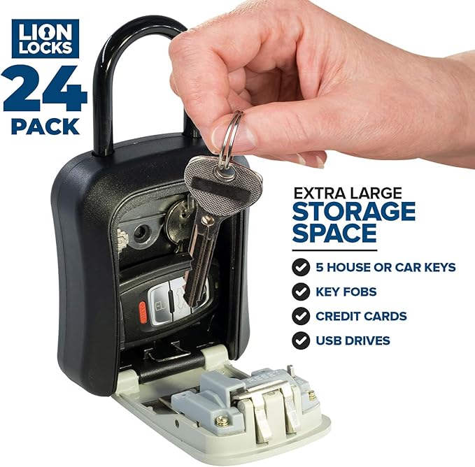Key Lock Box for Keys with Code (24 Pack) 4 Digit Combination Lockbox for Keys Outdoor, Portable, Waterproof, Realtor Lock Box