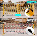 16FT Industrial Expandable Barricade Folding Security Gate with Wheels,Retractable Driveway Gate with Aluminum Fence and 270 Degrees Direction Adjustment(Yellow, 16FT)