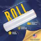Rockin Rolls Stretch Film Wrap – 18" x 1500 FT x 80 Gauge, 1 Roll Heavy Duty Pallet Wrap, Clear Plastic Moving Wrap for Packing, Shipping, Furniture & Luggage – Durable Self-Adhering Shrink Wrap Roll