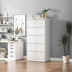 5 Drawer File Cabinet with Lock, Vertical Filing Cabinets for Home Office, Metal Storage Cabinets, Heavy Duty File Cabinet for Letter/Legal/A4/F4 Size Amssebly Required, White