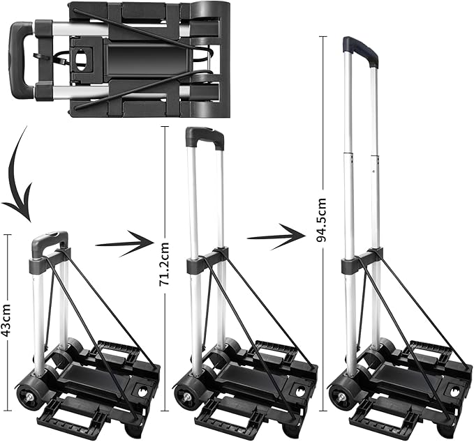 Aluminum Folding Hand Trucks,Small Folding Hand Truck Dolly with 2 Wheels,Collapsible Cart Portable Dolly,Lightweight Travel Hand Truck/Heavy Duty Moving Dolly for Airport Travel Moving Use