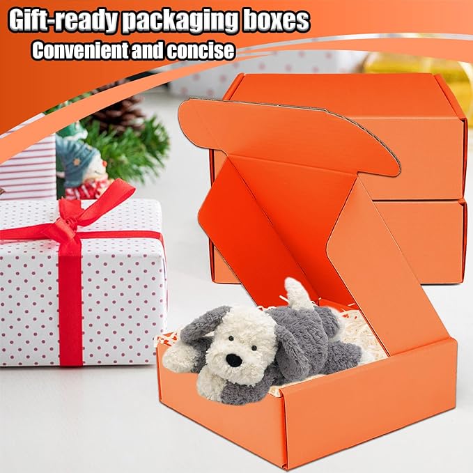 Small Shipping Boxes, 50 Pack Cardboard Box Corrugated Mailer Boxes Small Corrugated Boxes For Shipping Packaging Craft Gifts Giving Products, 6 x 4 x 1.6 Inches (Orange)