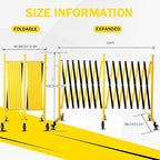 23FT Traffic Barricade with Casters, Metal Expandable Barricade, Folding Security Gate, Retractable Fence Outdoor Barricade Fence for Construction Area, Traffic Control