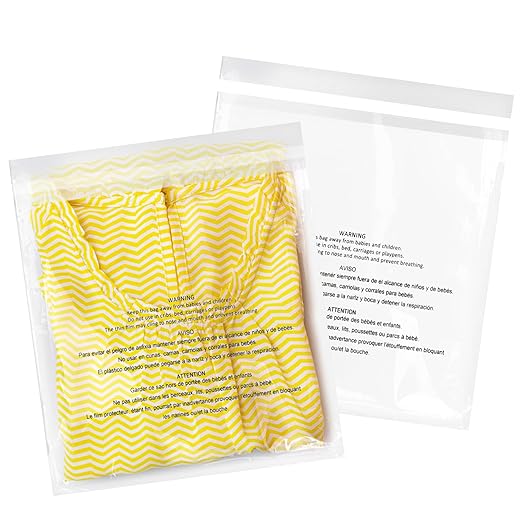 iMailer - 100 Pcs - 11" x 14" Clear Poly Bags with Suffocation Warning Self Seal 1.6 Mil for Shipping, Packaging, T-Shirt - Permanent Adhesive