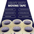 Clear Packing Tape - 12 Heavy-Duty Wrapping Tape - 55-Yard Length, 660 Total Yards 1.88-Inch Wide Strong Adhesive Rolls for Moving Boxes, Office Packaging, Storage Organization & Warehouse Shipping