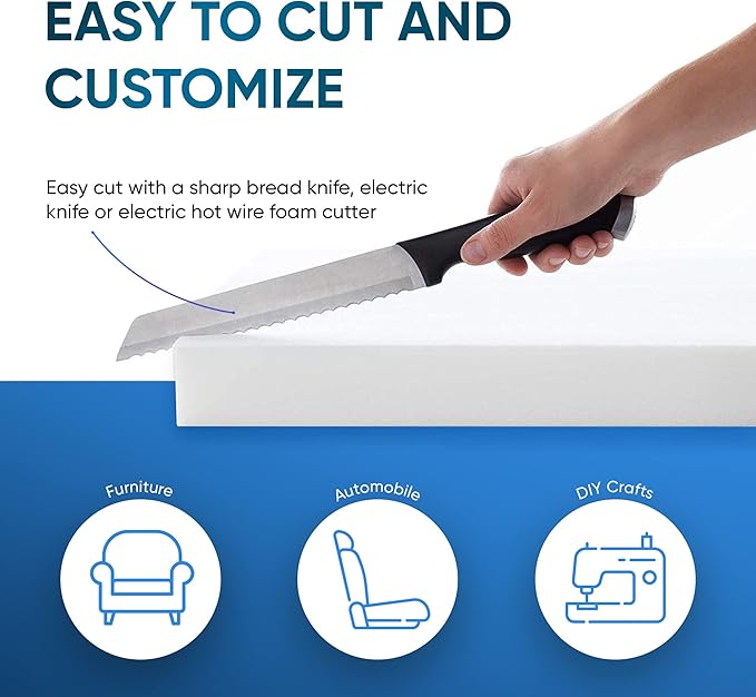 AK Trading CO. AK-Trading Upholstery High Density 4"" Height x 24"" Width x 72"" Length-Home or Commercial Use Seat Replacement Cushion-Made in USA Foam (FOAM-HD-4x24x72)