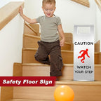Tandefio 2 Pcs Stainless Steel Wet Floor Sign 24 Inch Caution Watch Your Step Signs Double Sided Foldable Commercial Safety Warning Industrial Warning Signs for Office Hotel Market Restroom Restaurant